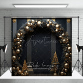 Aperturee - Aperturee Black and Gold Balloon Arch Photography Backdrop Elegant Christmas Decor New Year’s Eve Party Photo Booth